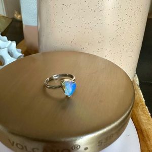 Gorgeous natural Ethiopian Blue Opal cocktail ring, size 6.5.